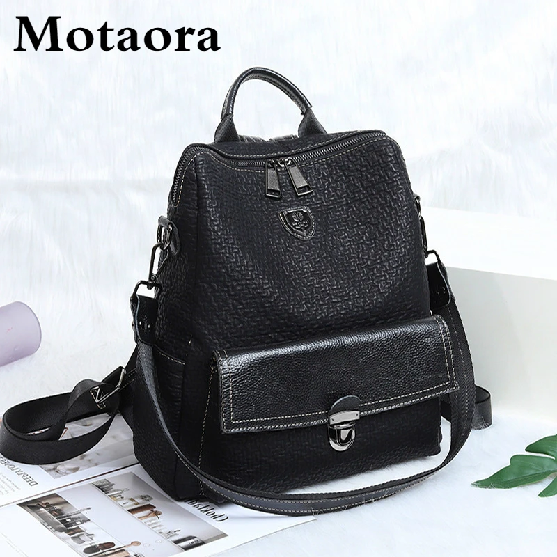 

MOTAORA Genuine Leather Backpack Anti-theft Design Women Backpack New Fashion School Bags For Girls Waterproof Travel Bag Ladies