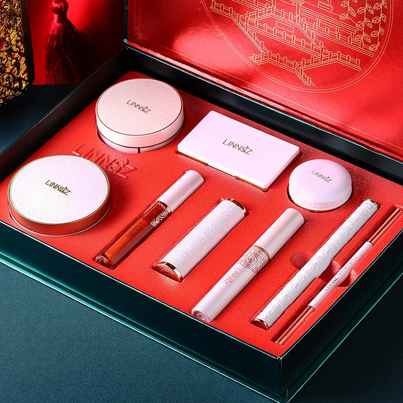 

9Pcs/set Cosmetic Set Makeup Mushroom Head Air Cushion Finishing Powder Face Powder Pearly Lustre Eye Shadow Christmas Gift Kit