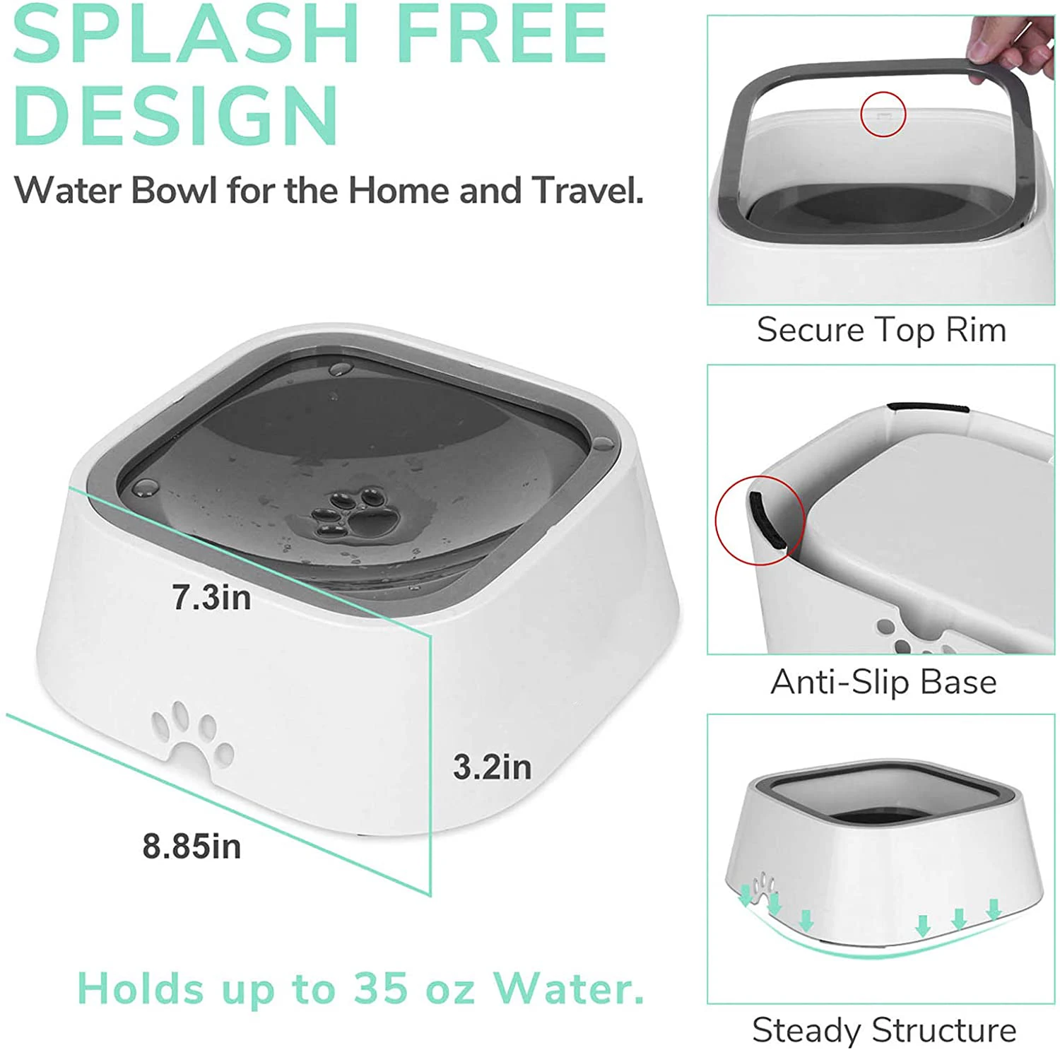 

No-Spill Dog Water Bowl Pet Slow Water Feeder Cat bowl Vehicle Carried Floating Buoyancy Drinking fountain