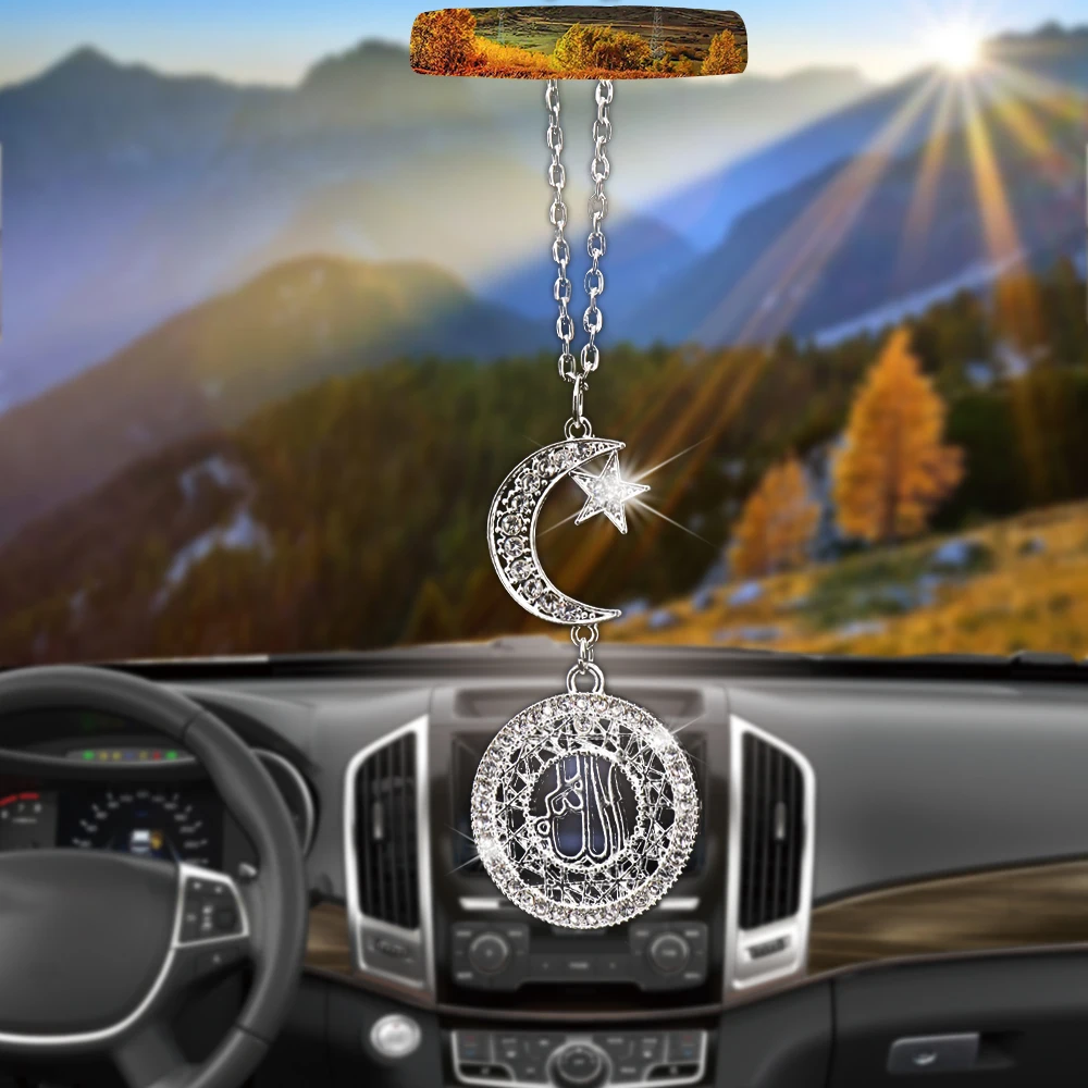 

Car Pendant Ornaments Hanging Moon star-Allah Auto Interior Rear View Mirror Decoration Dangle Trim Auto Hanging Ornament