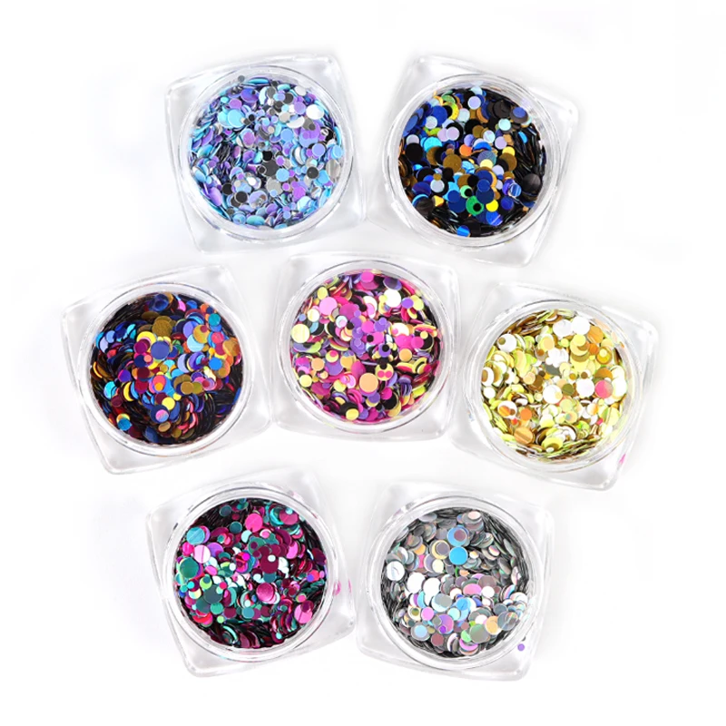 

7 шт./компл. голографические круглые блестящие украшения, разные цвета, украшения для маникюра, блестки