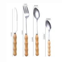 dinnerware sets 48243248 pcs 304 stainless steel dinnerware wooden handle silver tableware knife spoons forks eco friendly