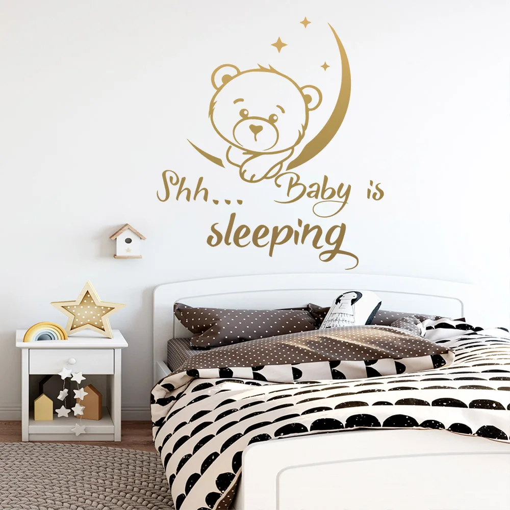 Красота медведь на Луне настенные декоративные наклейки стены стикеры домашний