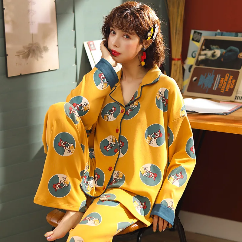 

Sets sleepwear Lovely cartoon Pijamas Mujer Long Sleeve Cotton Sexy Pyjamas Female Women Clothes for Autumn winter Pajamas