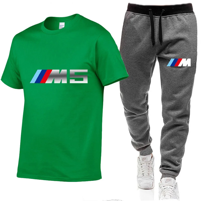 

Men's Shirt Tracksuit Two Pieces Sets Men Casual Fitness Sport Suit Short Sleeve t Shirt+Trousers Men's Casual Sportswear Suits