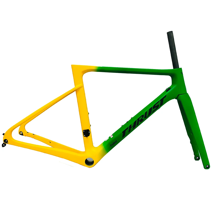 Green yellow THRUST NEW T1000 Silver Pink Disc brake Super light carbon road frame bike accessories UD Glossy/Matte 2 years warranty - Цвет: Green yellow