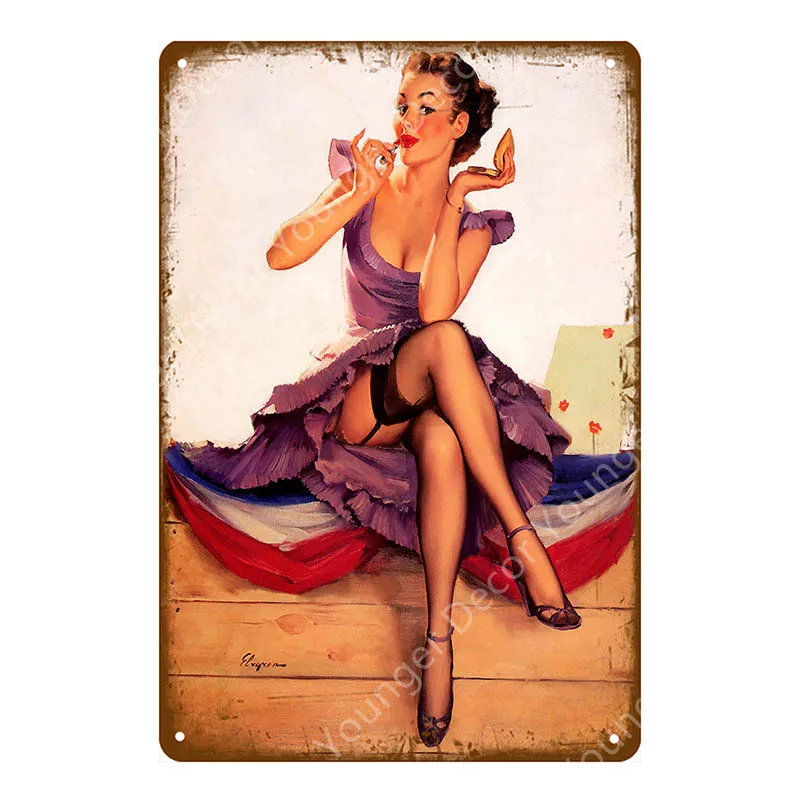 YD6733AI Европа Pin Up девушка плакат металлические жестяные вывески Винтаж Настенный декор живопись бар паб кафе магазин домашний декор сексуальная леди табличка YI-141 - Цвет: YD6733AI