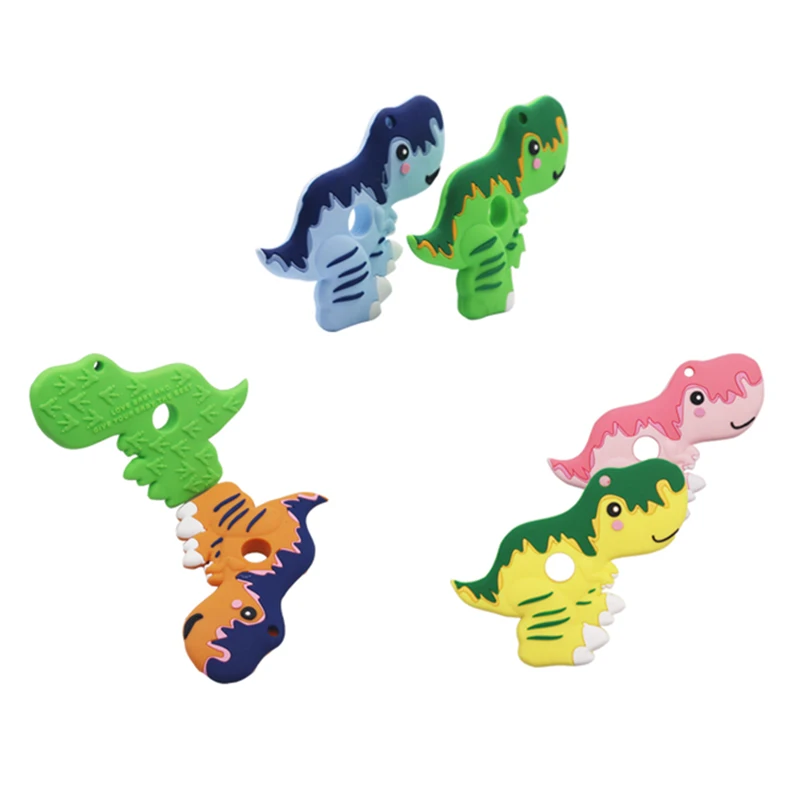 Mordedor de silicona de grado alimenticio para beb&eacute;, collar de dibujos animados para ducha, accesorios para chupete, dentici&oacute;n sensorial Oral-1