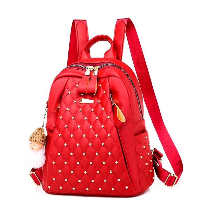

Women Backpacks Plaid Solid Color Shoulder Bags Fashion Summer Backpack Leather Women Backpacks Lady Large Capacity School Bag