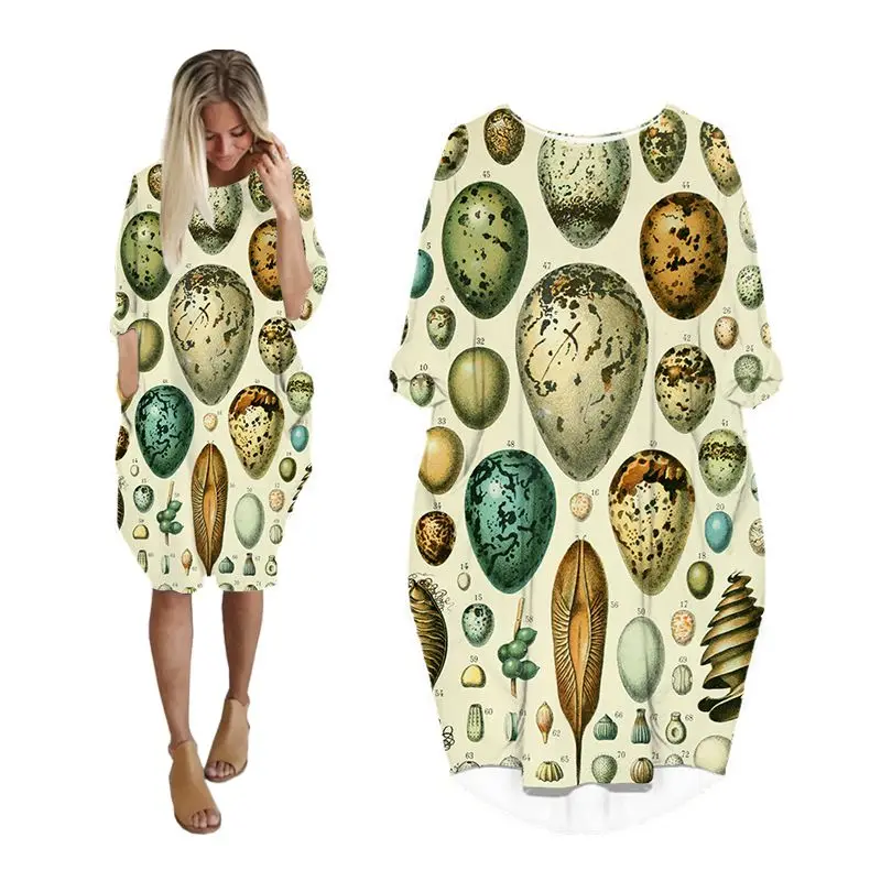 

midi maxi dress shirt insect woman 3d print fashion pocket harajuku long sleeve casual elegant dresses womens plus size clothes