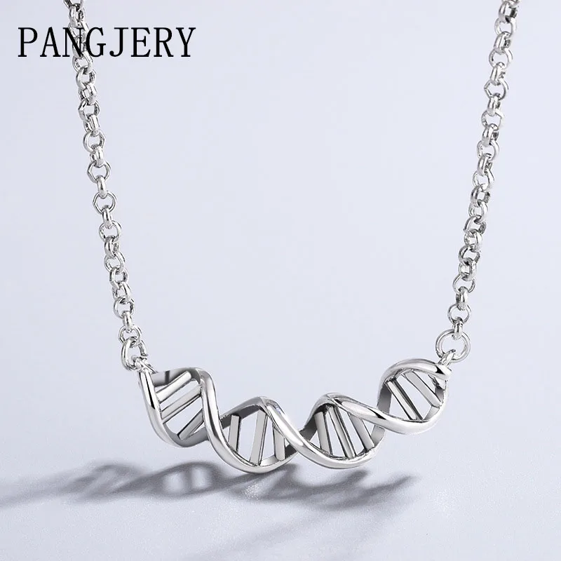 

PANGJERY Silver Color DNA Twisted Spiral Necklaces for Women Charming Vintage Minimalist Temperament Party Jewelry Gifts