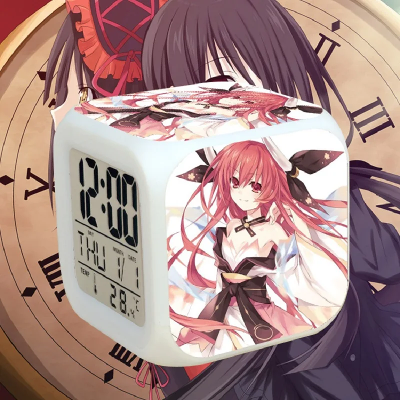 

Anime DateaLiveAlarm Clock Fashion Bedroom Decorated Creative Colorful Led Light Student's Bedside Bell Gift For Woman Man