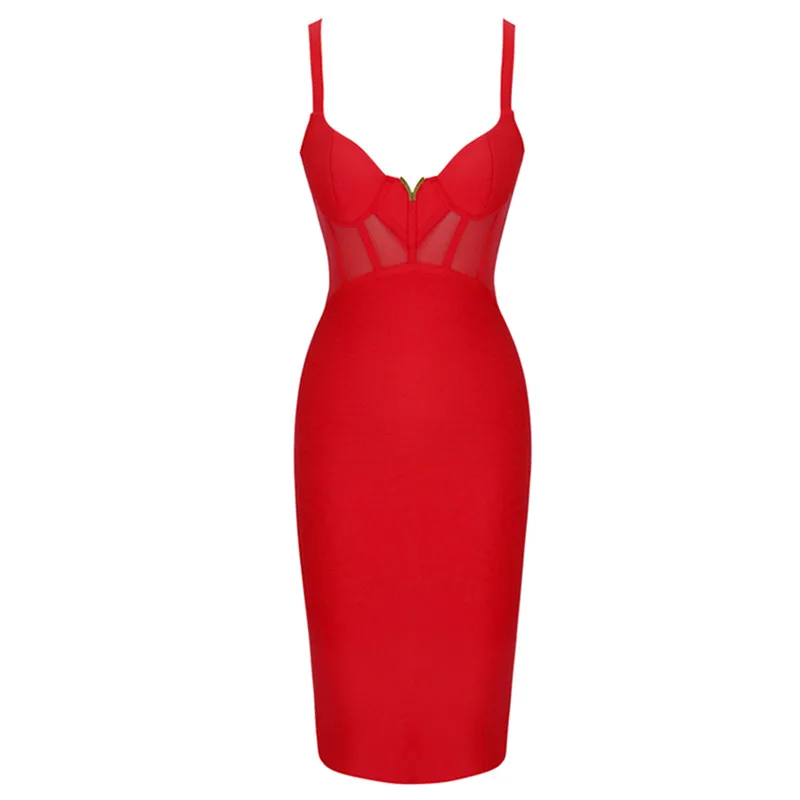 

Bandage Dress Women Summer Mesh New Arrival Bodycon Dress Party Club Celebrity Sexy Sleeveless Clothing