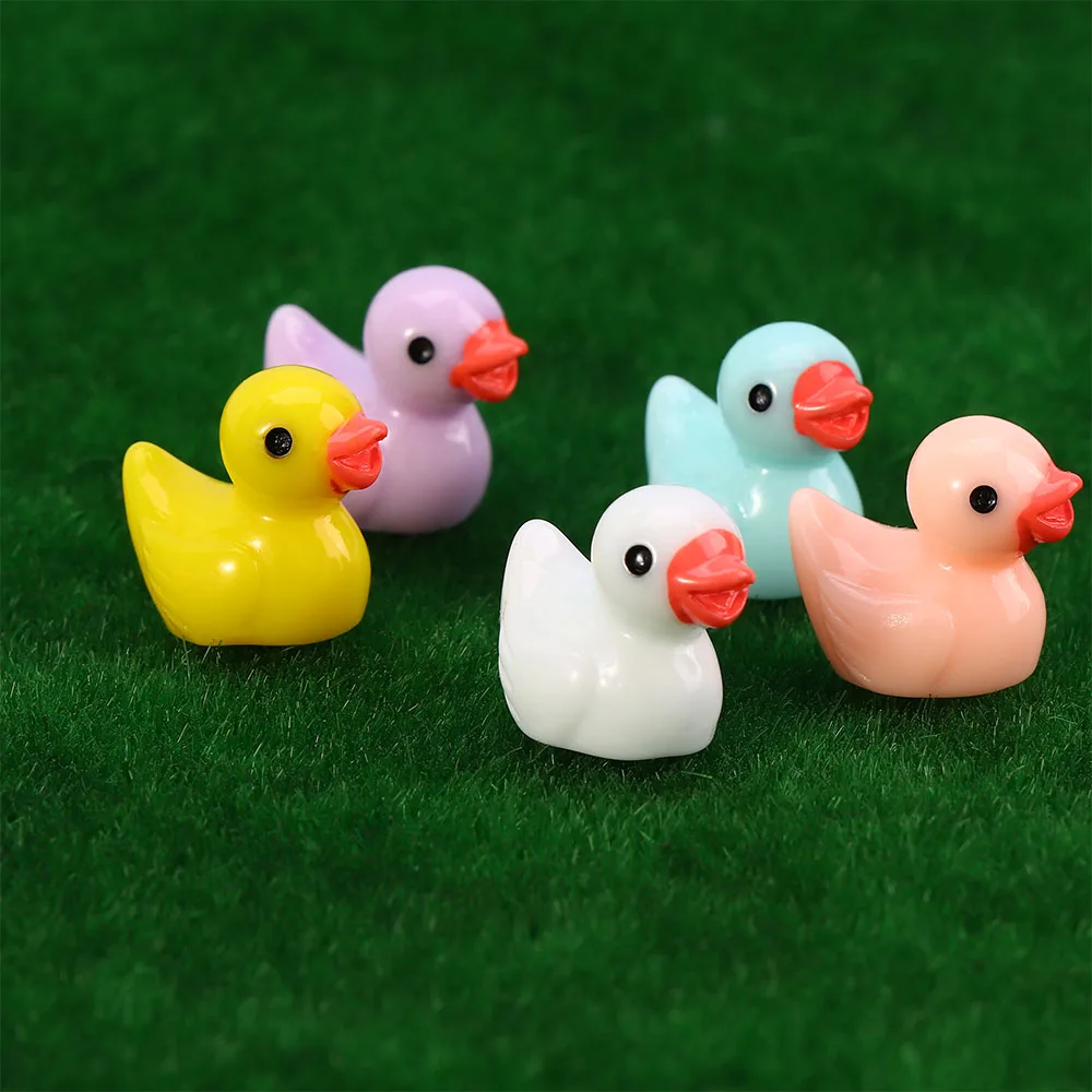 5 Pcs Cute Miniature Figurine Ornaments For Home Yellow Duck Figurine Miniature For Fairy Garden Easter Decor Slime Charms