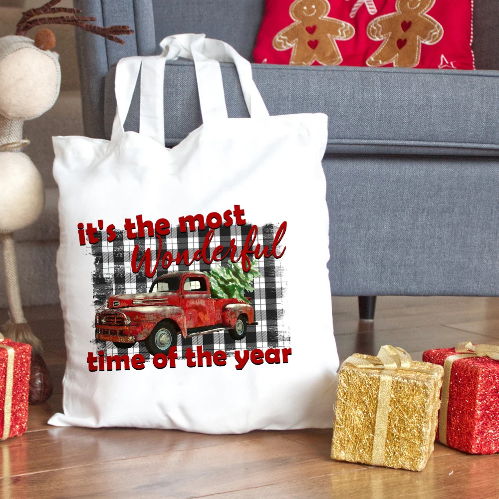 Модная сумка для покупок большая рождественская винтажная на молнии с