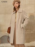 amii minimalism winter coat women fashion 100wool double faced fur womens coat causal lapel solid female jacket 12070568
