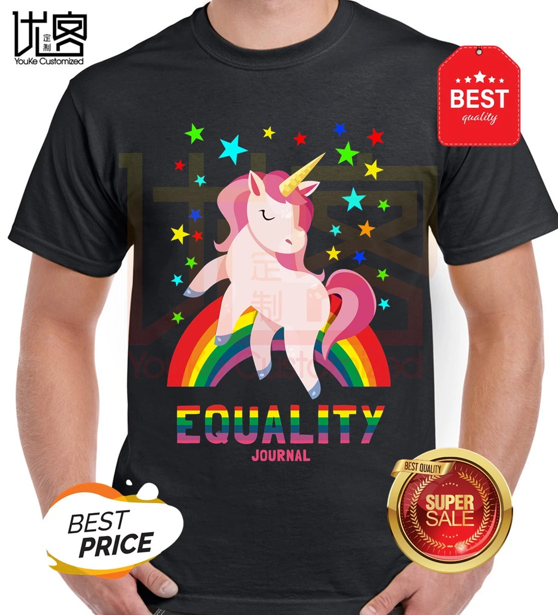 2020 Новый Для мужчин летняя футболка Единорог Радужный Флаг ЛГБТ лошадь Веселая
