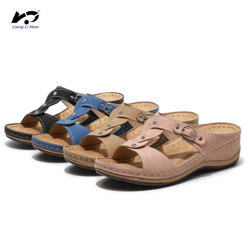 

Women Summer Open Toe Comfy Sandals Super Soft Premium Orthopedic Low Heels Walking Sandals Corrector Sandalias De Mujer Verano