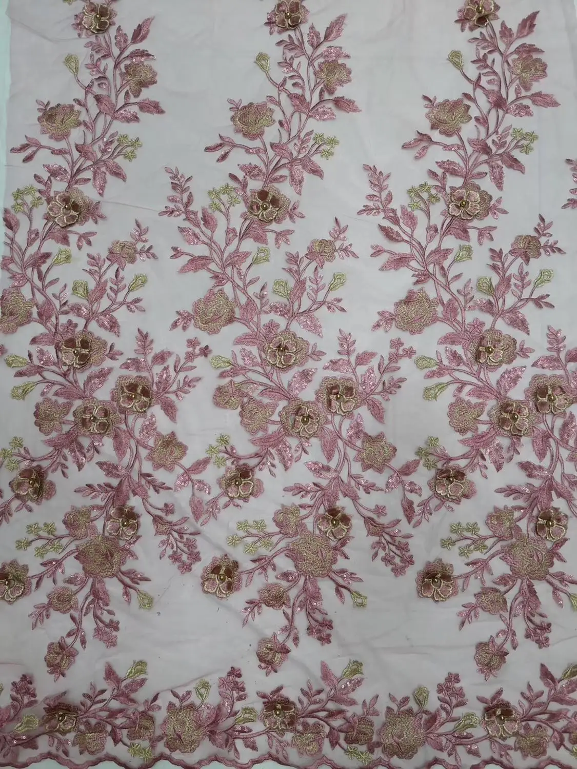 

5 ярдов, 3D Цветы с бусинами на сетке, кружевная ткань с вышивкой для модных показов, платьев, кружевная ткань для сцены