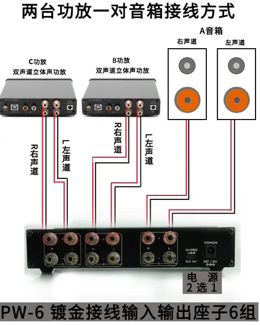 Новый FX-Audio PW-6 усилитель HIFI цифровой аудио переключатель селектор 2-полосный для