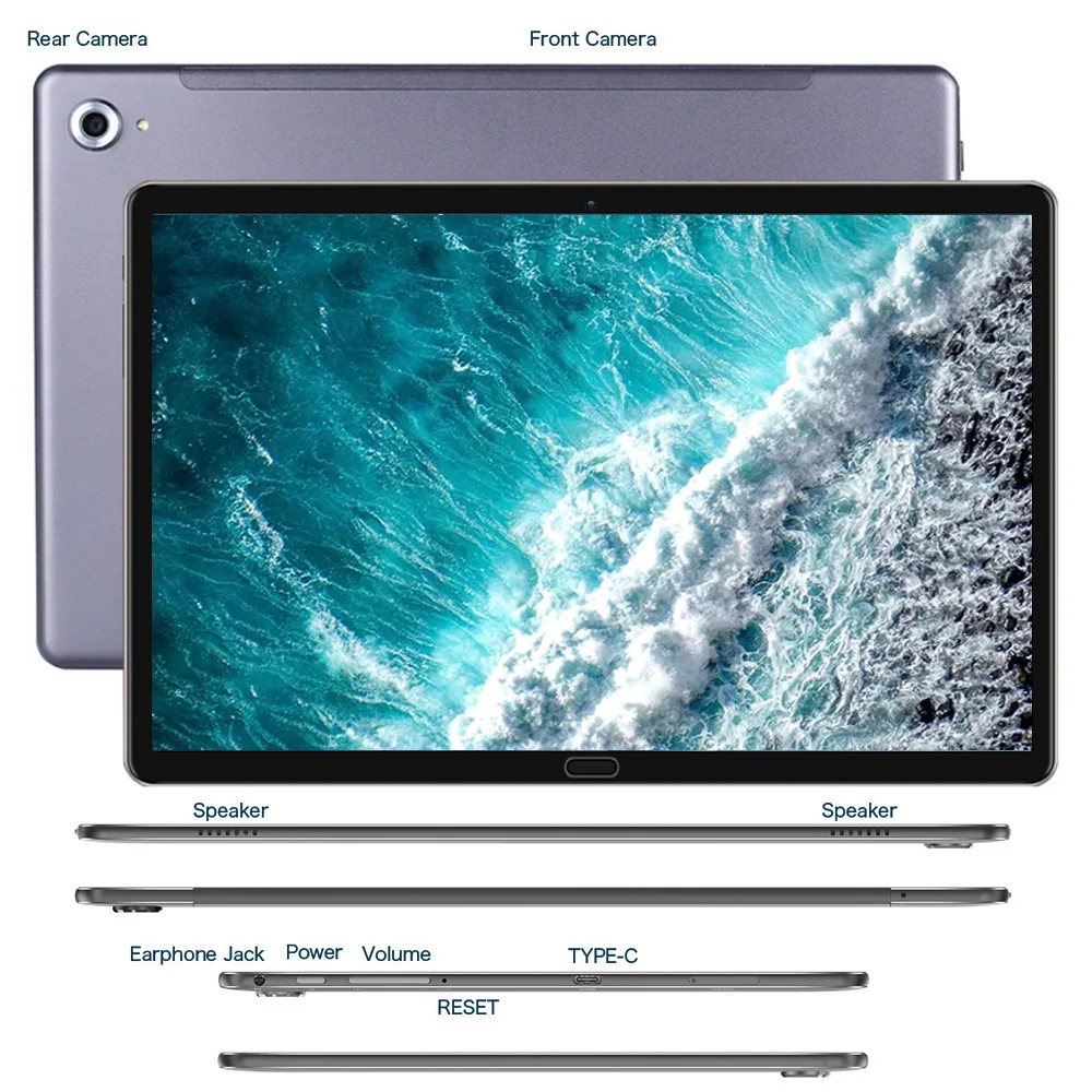 BDF 10.8 Inch Tablet Pc Android 8.0 Deca Core 4G LTE Phone Call 64GB ROM WiFi Bluetooth 2560*1600 IPS 13MP Rear Deca Core Tablet