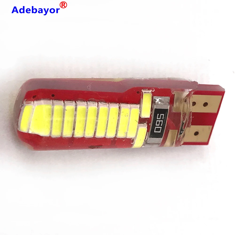 20 шт. светодиодные лампы T10 194 W5w Canbus 4014 24 SMD силикагель Сверхъяркие клиновые 12 В