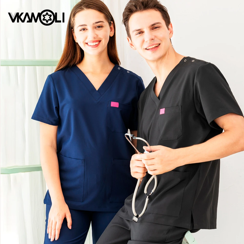 Surgical gown women's and men short-sleeved clothes brush hand clothes dental beauty oral pet doctor work uniform Scrub set