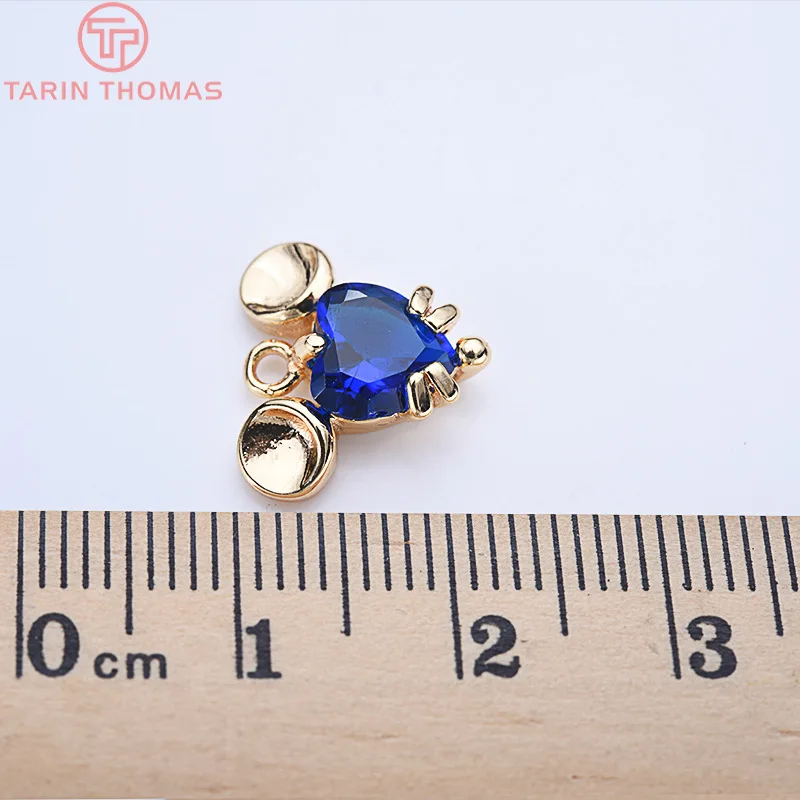 4 шт. подвески-прикрасы "Мышь" с цирконами, покрытые 24-каратным золотом, диаметр 12 мм, высокое качество, для создания украшений своими руками, аксессуары для ювелирных изделий.