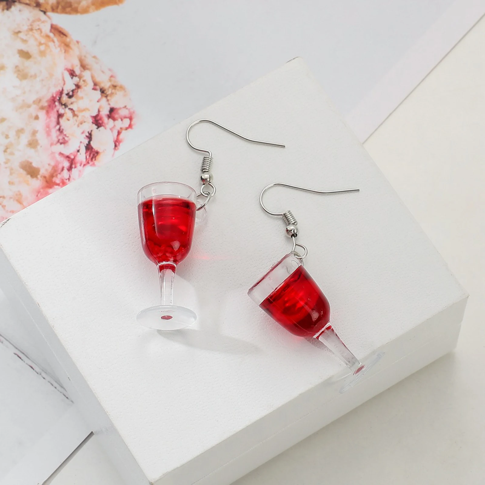 

8Seasons Creative Drop Earrings Wine Glass Goblet Shaped For Women Party Club Long Dangle Earrings Jewelry 53mm x 12mm, 1 Pair