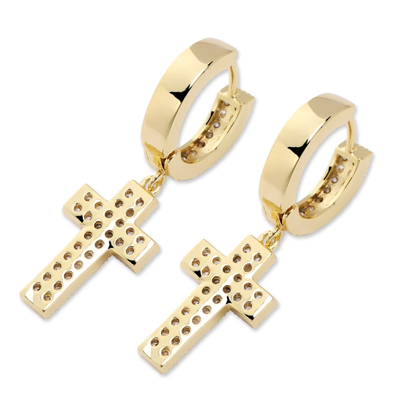 Женские/мужские серьги-крестики с фианитами сверкающие серьги в стиле