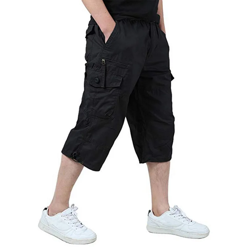 MJartoria Twill эластичные мужские шорты Карго повседневные тренировочные армейские военные мужские многокарманные до икры дышащие шорты