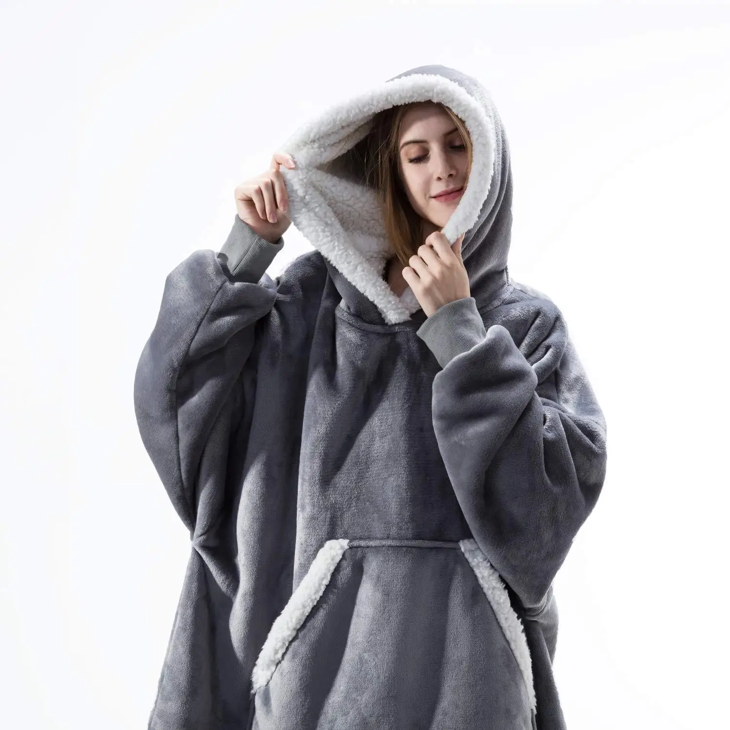 Women Oversized Hoodie Sweatshirt Winter Fleece Giant Wearable Blanket With Sleeves Hoodies Sweat Women Clothes Moletom Feminino