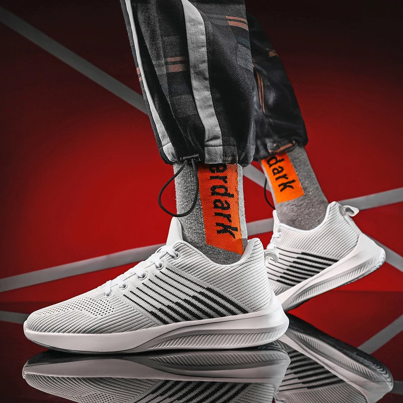 

Zapatos Casuales Solid White Fashion Knitting Casual Shoes Men Sneakers Male Sneaker For Men's Summer Causal