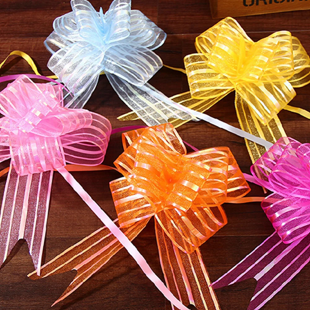 

10pcs Pull Bow Gift Ribbons Flower Wrappers For Wedding Events Birthday Decoration Happy New Year Christmas Gifts Decoration