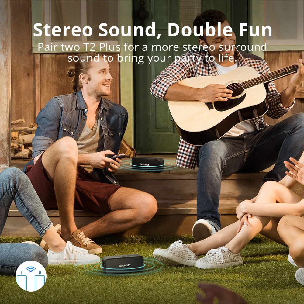 [] Портативная колонка Tronsmart Element T2 Plus TWS Bluetooth 5,0 с глубокими и мощными басами, водонепроницаемость IPX7, время воспроизведения 24 часа