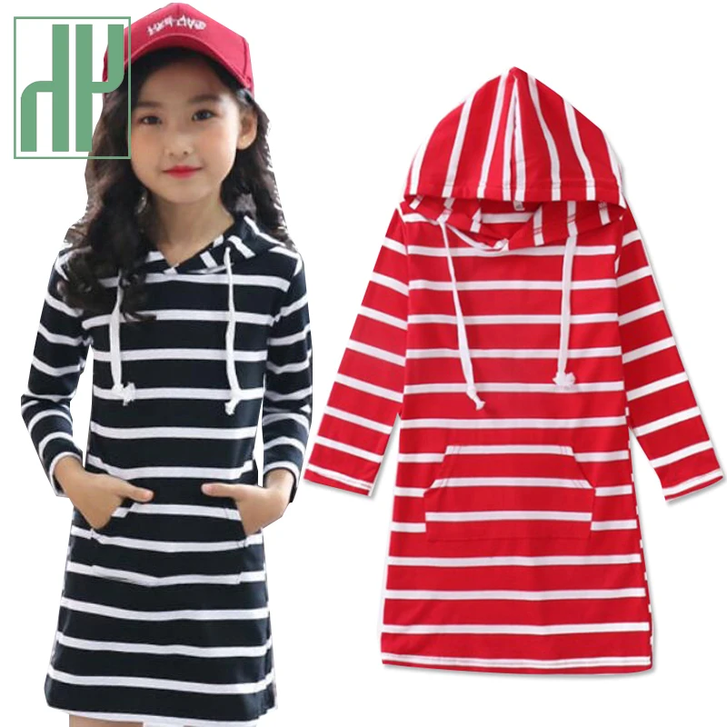 HH Kids dress Casual Striped teen for girls 10 12 years long sleeve princess party Children Clothing Vestidos | Детская одежда и
