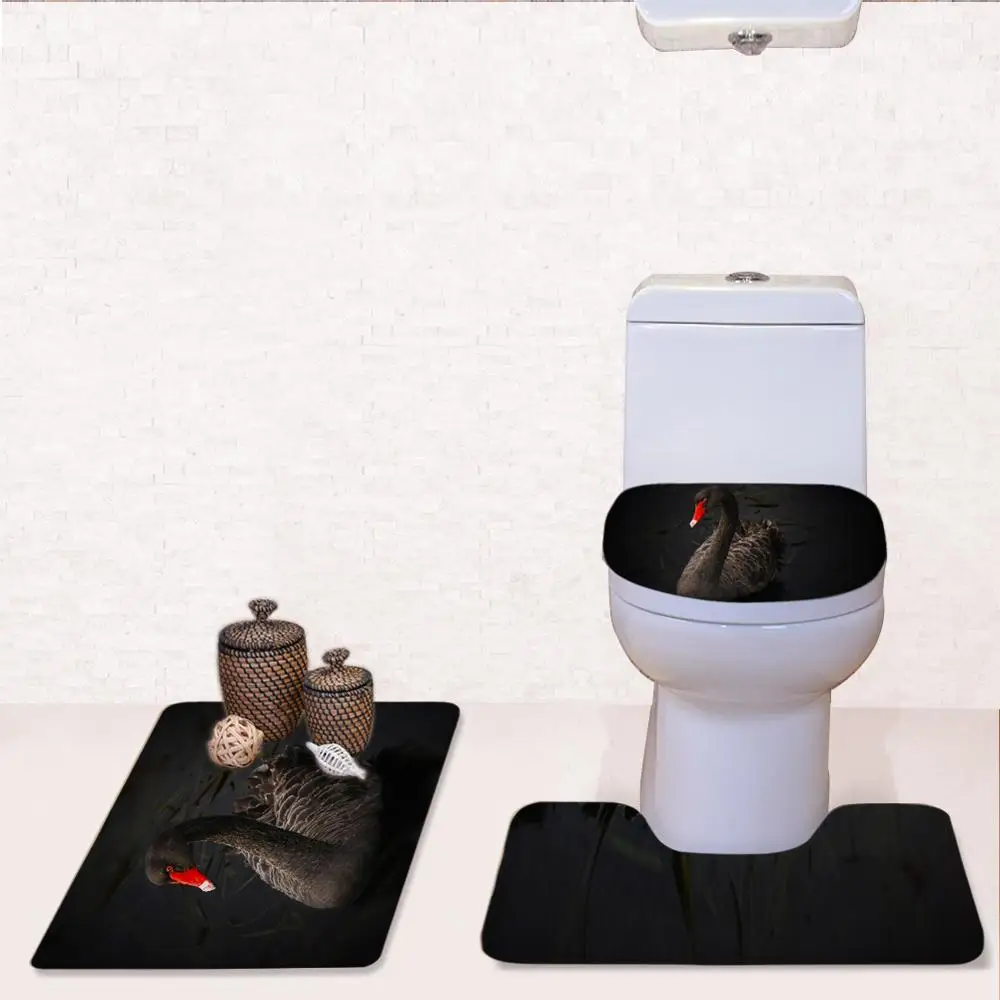 Чехол на сиденье унитаза с принтом лебедя ковры животным дизайном аксессуары для