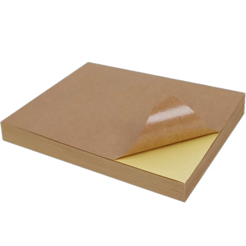 

PPYY-100 Sheets A4 Size Blank Kraft Adhesive Sticker Self Adhesive A4Kraft Label Paper for Inkjet Printer Packaging Label