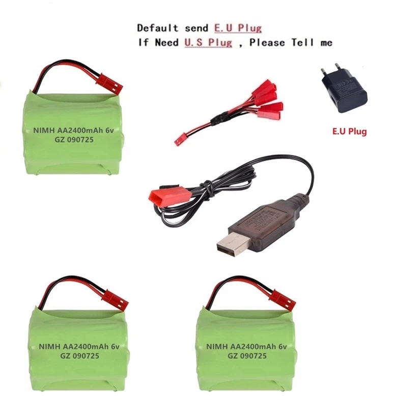 Pinkish Grey JST Plug) NiMH 6v 2400mah батарея+ USB зарядное устройство для Rc игрушки автомобили танки роботы для лодок, грузовиков пистолеты AA 6v перезаряжаемый аккумулятор - Цвет: Pinkish Grey