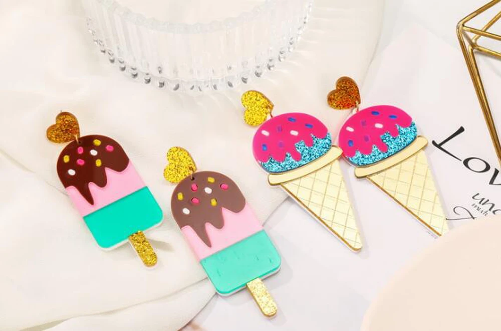 Горячая лето супер прекрасный красочный лед для крема акриловый Висячие серьги