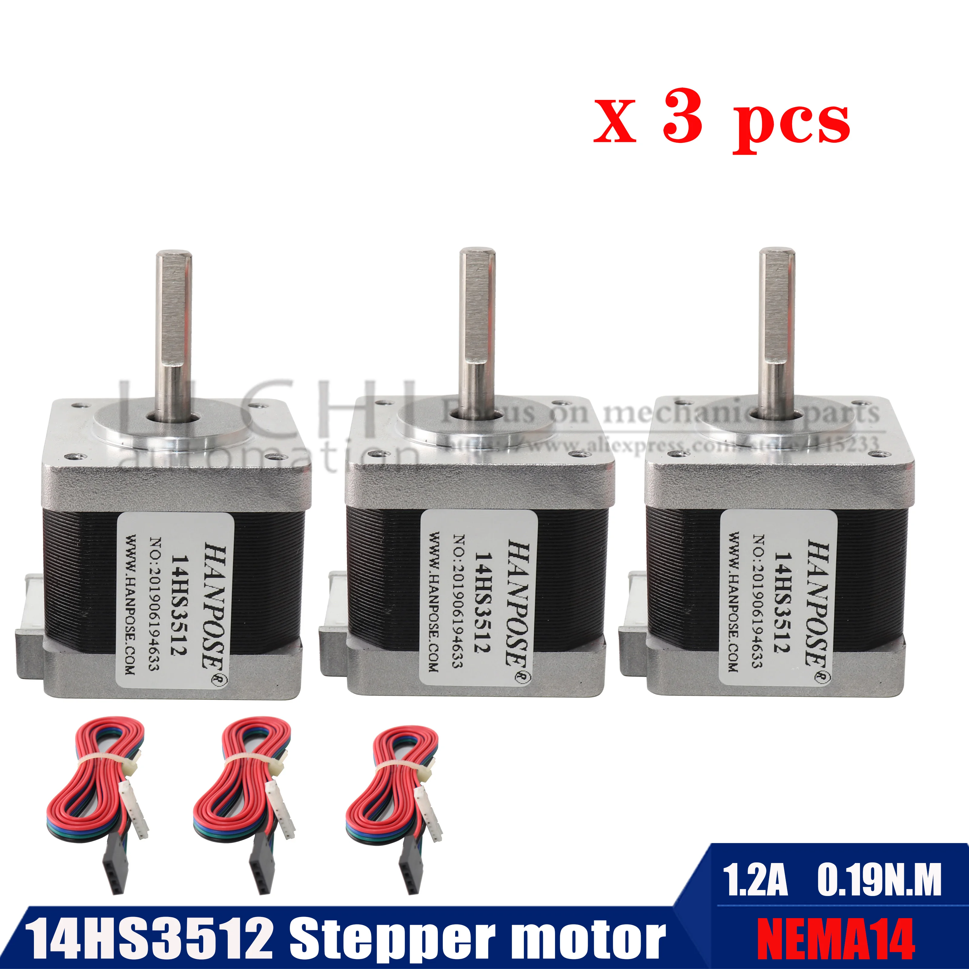 3 шт. 14HS3512 4 lead NEMA14 шаговый двигатель Nema 14 мотор нм 3D Принтер Makerbot Reprap CNC Robot|Шаговый