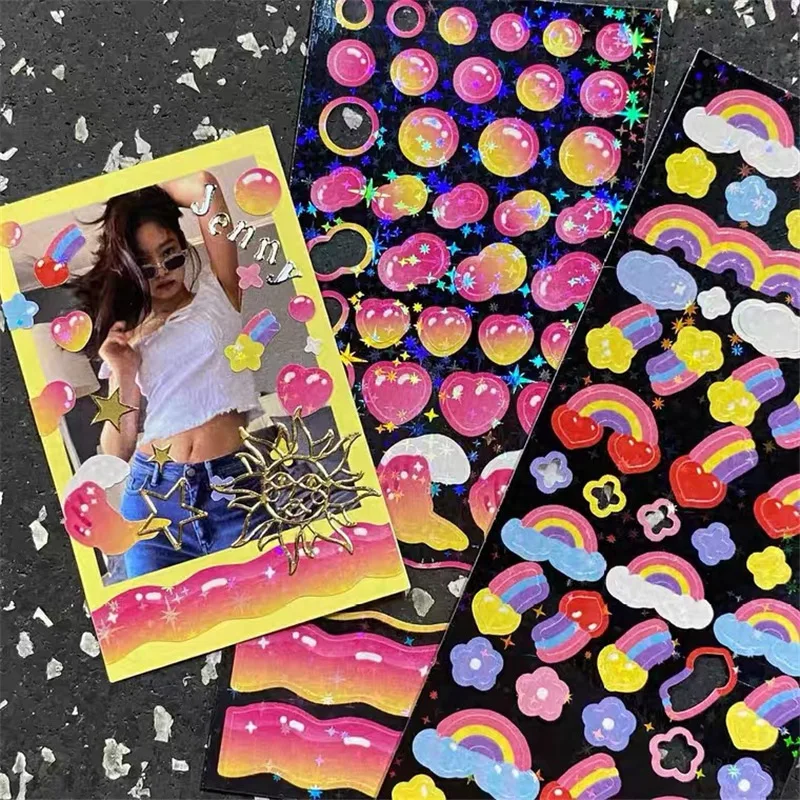 Ins Цвет волны лазера рисунком в виде радуги наклейки этикетки наклейка