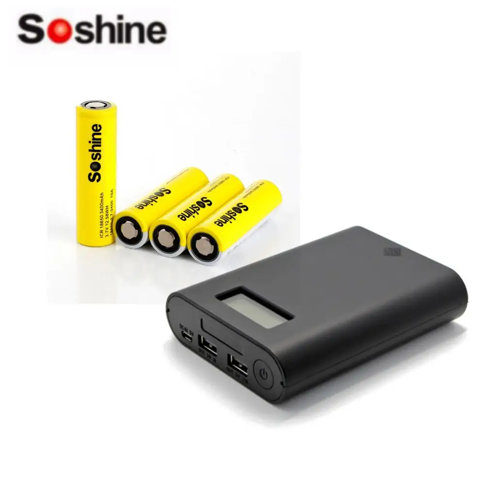 SoShine E3S ЖК дисплей портативное зарядное устройство с Soshine 18650 3 7 V 3400mAh 3C литий