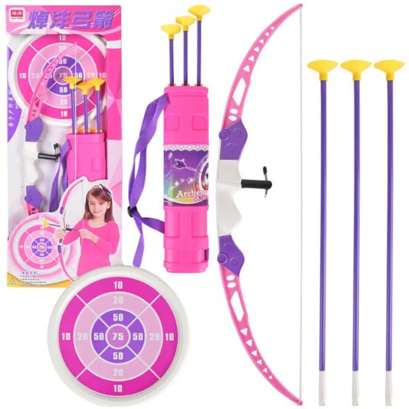 

Archery Set Kids Bow and Arrow Play Toy Outdoor Hunting Game with Suction Cup Arrows (Pink)