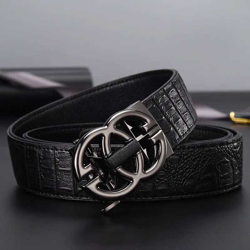 

Men Belts Luxury Brand Famous Automatic Buckle Crocodile Pattern Genuine Leather Belts for Men High Quality Dress Strap ZD2134