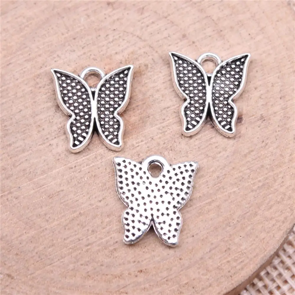 

Butterfly Charms For Jewelry Making Findings Handmade DIY Craft 20pcs Antique Silver Color 13x12mm