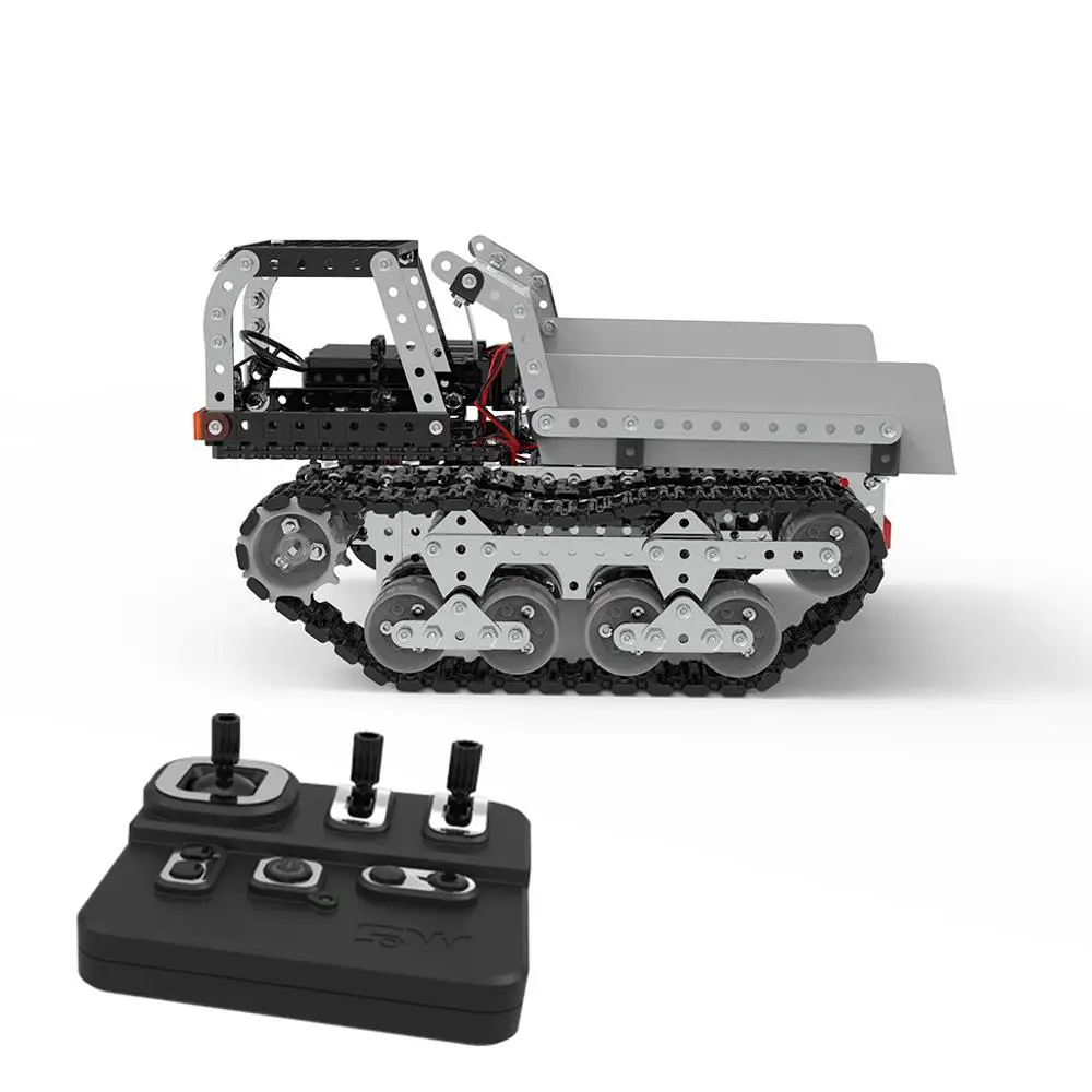 2.4G 10CH RC Tracked Dump Truck DIY Stainless Steel Assemble Vehicle Metal RC Car Model Kid Gifts enlarge