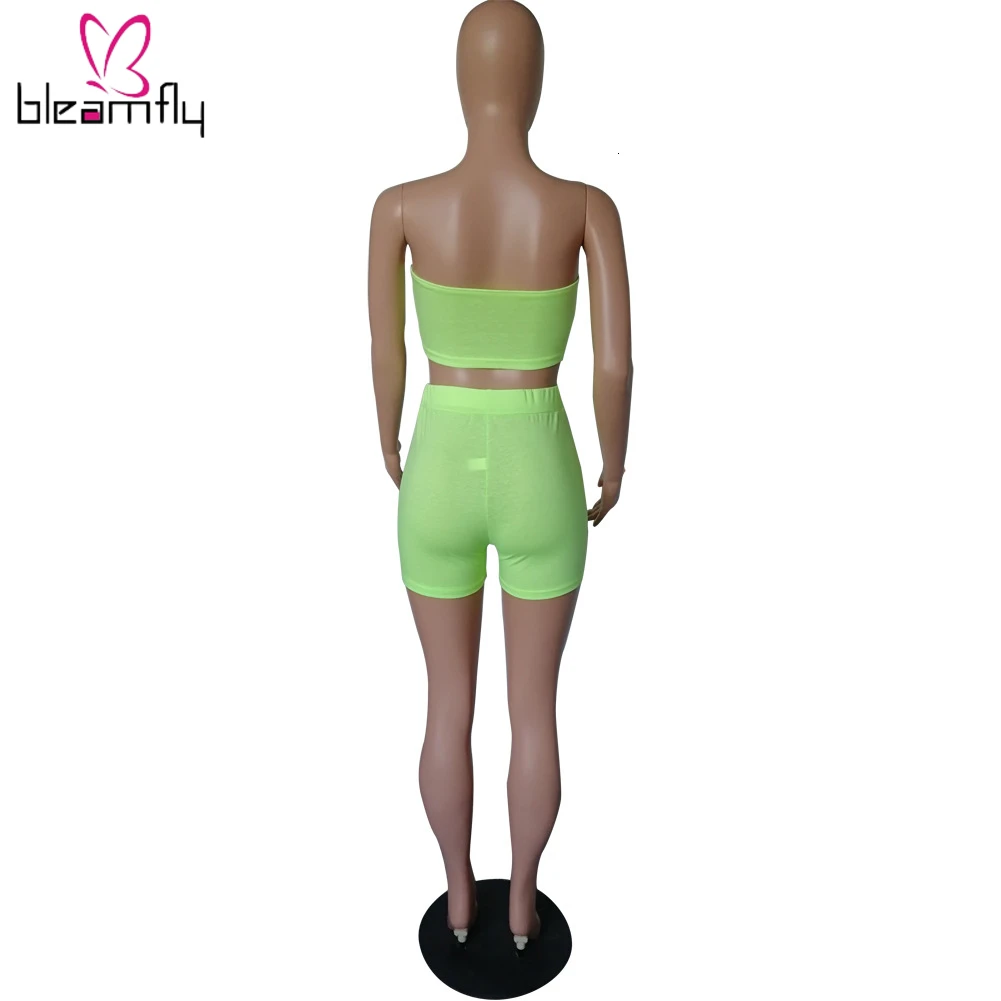 Летняя женская неоновая зеленая однотонная майка без бретелек Топ и