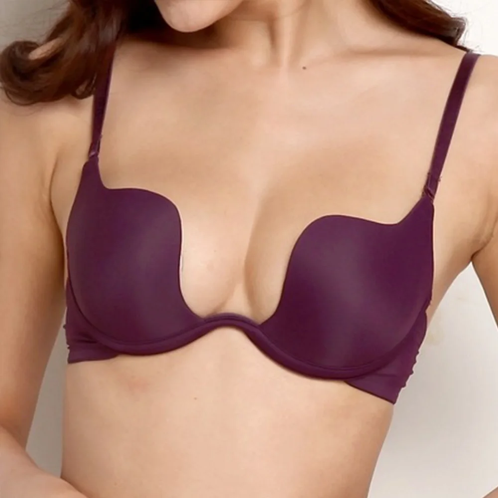 Sexy Girl's Support Push Up Bra Underwired Deep W Underwear Bralette 2CM Padded Female Multifunctional Shoulder Strap Lingerie