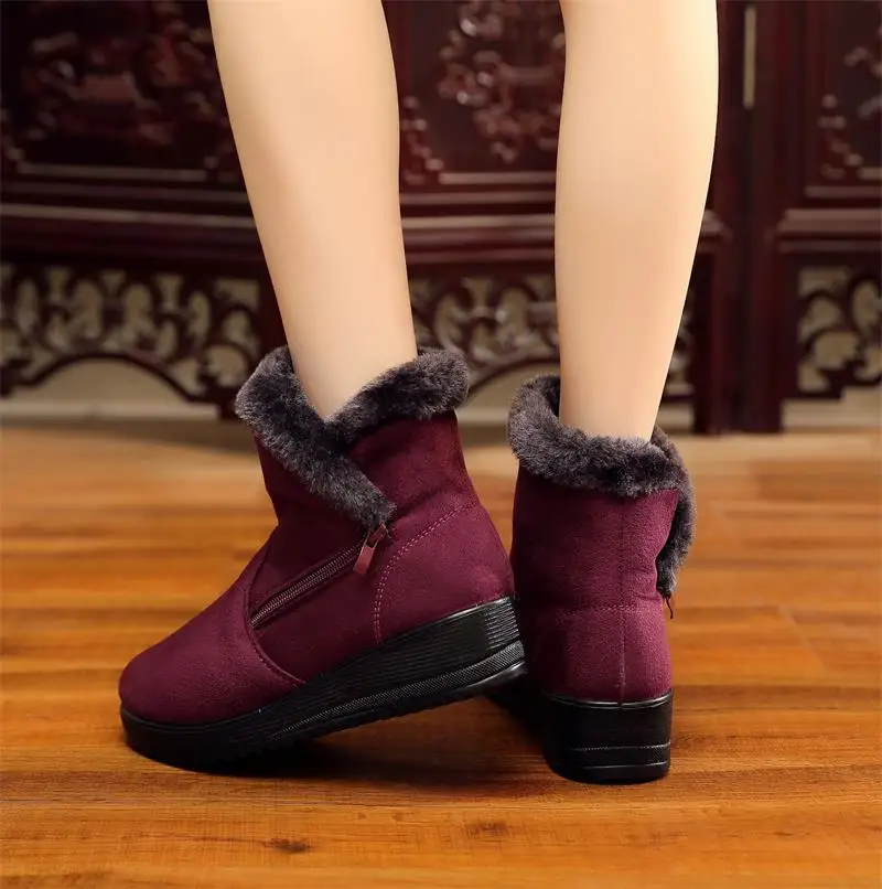 

Women Snow Boots Warm Short Fur Plush Winter Ankle Boot Plus Size Platform Ladies Suede Zip Shoes Female Zapatos De Mujer